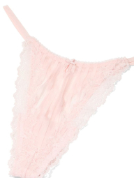 Полупрозрачный комплект белья Victoria's Secret лиф и трусики тонг 1159860995 (Розовый 38D/XL)