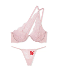 Кружевной комплект Victoria's Secret бюстгальтер на одно плечо и трусики стринги 1159861097 (Розовый S)