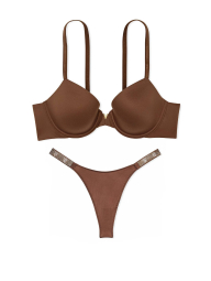 Комплект белья Victoria's Secret бюстгальтер и трусики тонг 1159861331 (Коричневый 34D/M)