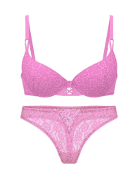 Комплект білизни Victoria's Secret бюст та трусики тонг 1159862104 (Рожевий 36C/L)