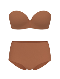 Гладкий комплект білизни Victoria's Secret бюст Push-up та трусики брифи 1159862115 (Коричневий 32B/XS)