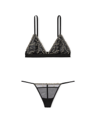 Комплект белья Victoria's Secret Pink бюстгальтер и трусики стринги 1159862820 (Черный L)