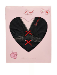 Подарочный комплект белья Victoria's Secret Pink бралетт и трусики стринги 1159862859 (Черный S)