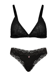 Комплект білизни Victoria's Secret бралетт триангл та трусики тонг 1159863209 (Чорний M)