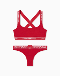 Комплект белья Emporio Armani бра-топ и трусики бразильяны 1159864200 (Красный XL)