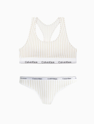 Женский комплект Calvin Klein топ и трусики тонг 1159922777 (Белый/Зеленый S)