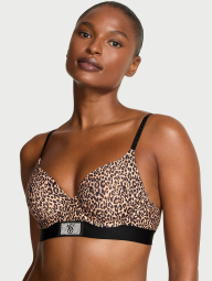 Комплект белья со стразами Victoria's Secret бюстгальтер и трусики тонг 1159987593 (Леопардовый 38C/L)