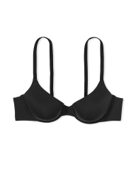 Гладкий комплект белья Victoria's Secret бюстгальтер и бесшовные трусики тонг 1160172845 (Черный 36B/M)