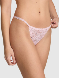 Кружевной комплект белья со стразами Victoria's Secret Pink бралетт и трусики стринги 1160258905 (Розовый L)