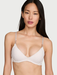 Кружевной комплект белья Victoria's Secret бюст Push-Up и трусики тонг 1160486358 (Молочный 38C/L)