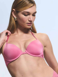 Женский комплект белья Victoria's Secret лиф и трусики чики 1160697190 (Розовый 34B/S)