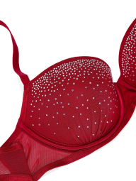 Комплект білизни зі стразами Victoria's Secret Pink бюстгальтер та трусики бікіні 1161257611 (Червоний 36A/M)