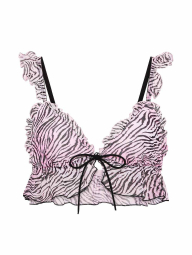 Комплект білизни з принтом Victoria's Secret Pink бралетт триангл та трусики тонг 1161104240 (Чорний/Рожевий XS)