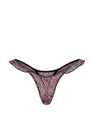 Комплект білизни з принтом Victoria's Secret Pink бралетт триангл та трусики тонг 1161104240 (Чорний/Рожевий XS)