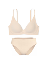 Женский комплект белья Victoria's Secret бесшовный лиф Push-Up и трусики бикини 1161234171 (Бежевый M)