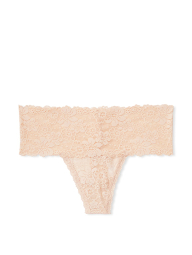 Комплект білизни Victoria's Secret PINK ліф Push-up та мереживні трусики тонг 1161235098 (Бежевий 32C/S)