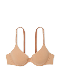 Комплект білизни Victoria's Secret бюст та бавовняні трусики тонг 1161317709 (Бежевий 38C/XL)