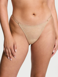 Комплект белья Victoria's Secret лиф и кружевные трусики стринги 1161339639 (Бежевый 36D/L)