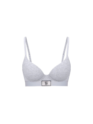 Жіночий комплект білизни з логотипом Victoria's Secret ліф і трусики тонг 1161513594 (Сірий 40D/XXL)