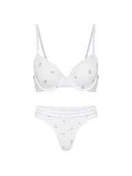 Хлопковый комплект белья Victoria's Secret бюст Push-Up и трусики тонг 1161661847 (Белый 34B/M)