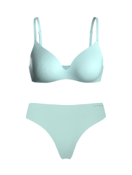 Женский комплект белья Victoria's Secret лиф Push-Up и трусики тонг 1161661865 (Голубой 34B/S)