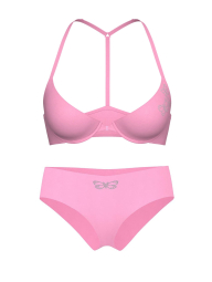 Комплект белья со стразами Victoria's Secret Pink бюст и бесшовные трусики чики 1161716481 (Розовый 36B/M)