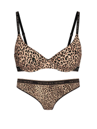 Комплект белья Victoria's Secret бюстгальтер и трусики тонг 1161898742 (Леопардовый 34B/S)