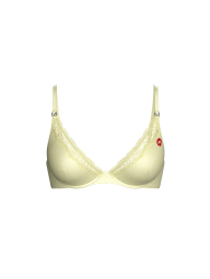 Гладкий комплект белья с кружевом и вышивкой Victoria's Secret бюст и трусики чики 1161963550 (Желтый 38D/XL)