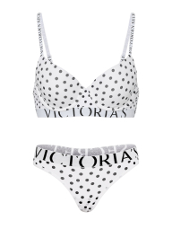 Жіночий комплект білизни Victoria's Secret бюстгальтер та трусики тонг 1162057998 (Білий 34С/M)