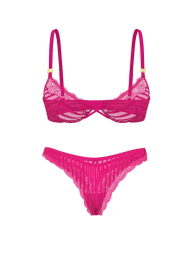 Комплект белья Victoria's Secret бюст и трусики тонг 1162083772 (Розовый 38D/XL)