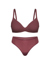 Женский комплект белья Victoria's Secret бюст и трусики тонг 1162134183 (Розовый 34D/M)