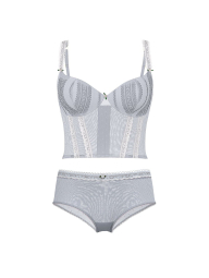 Комплект белья Victoria's Secret Pink корсетный топ и трусики чики 1162174618 (Голубой L)
