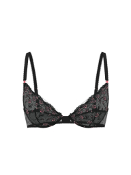 Комплект белья с вышивкой Victoria's Secret бюст и трусики чики 1162175677 (Черный 32C/XS)