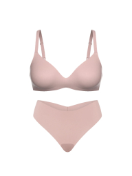 Жіночий комплект білизни Victoria's Secret погруддя та безшовні трусики тонг 1162201071 (Рожевий 34B/S)