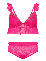 Комплект белья с вышивкой Victoria's Secret Pink бралетт и трусики чики 1162293644 (Розовый XXL)