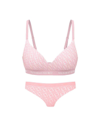 Женский комплект белья Victoria's Secret бюст и трусики тонг 1162322298 (Розовый 38C/XL)