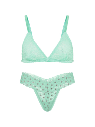 Комплект белья Victoria's Secret бралетт триангл и трусики тонг 1162500874 (Бирюзовый L)