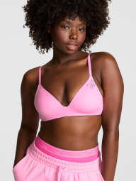 Комплект білизни зі стразами Victoria's Secret Pink погруддя та безшовні трусики тонг 1162590884 (Рожевий 36B/M)