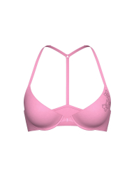 Комплект білизни зі стразами Victoria's Secret Pink бюст Push-up та безшовні трусики чики 1162584751 (Рожевий 38D/XL)