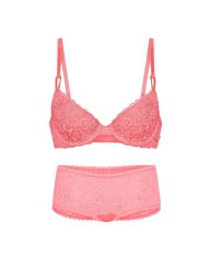Мереживний комплект Victoria's Secret бюст і трусики шортики 1162858473 (Рожевий 34B/S)