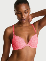 Женский кружевной комплект белья Victoria's Secret бюст Push-Up и трусики тонг 1162851924 (Розовый 34B/S)