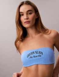 Женский комплект белья Calvin Klein топ бандо и трусики бикини 1162883959 (Голубой L)