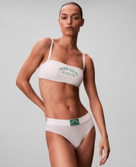 Женский комплект белья Calvin Klein топ бандо и трусики бикини 1162871998 (Молочный S)