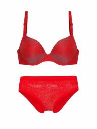 Комплект белья Victoria's Secret Pink бюстгальтер Push-up и трусики хипхаггеры 1162909880 (Красный 34A/XS)