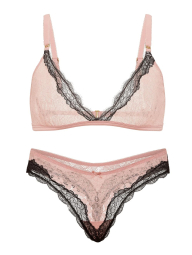 Комплект білизни Victoria's Secret бралетт триангл та трусики тонг 1162992443 (Рожевий M)