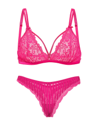 Комплект білизни Victoria's Secret бралетт триангл та трусики тонг 1163353014 (Рожевий M)