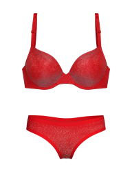 Комплект білизни Victoria's Secret Pink бюстгальтер Push-up та трусики тонг 1163386116 (Червоний 32C/S)