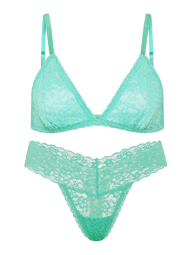 Комплект білизни Victoria's Secret бралетт триангл та трусики тонг 1163411653 (Бірюзовий S)