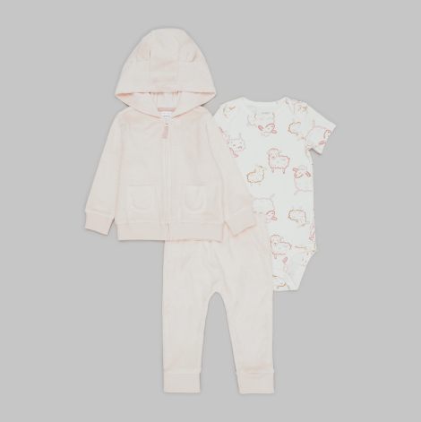 Комплект одежды Carter's толстовка, штаны и боди 1159840554 (Розовый 0M) на рост 46-55 см
