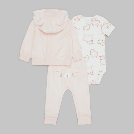 Комплект одежды Carter's толстовка, штаны и боди 1159840554 (Розовый 0M) на рост 46-55 см